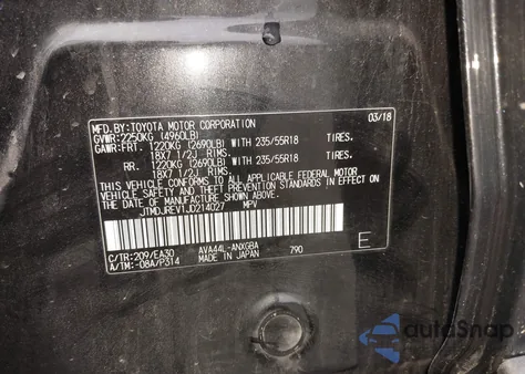 2018 Toyota Rav4 Hybrid Limited z USA, uszkodzony, nr VIN JTMDJREV1JD214027